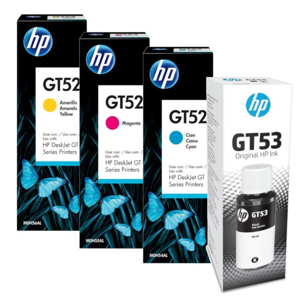 HP Juegos de tintas GT53 GT52 Negro y Colores 1VV22AL M0H055 M0H056 M0H057
