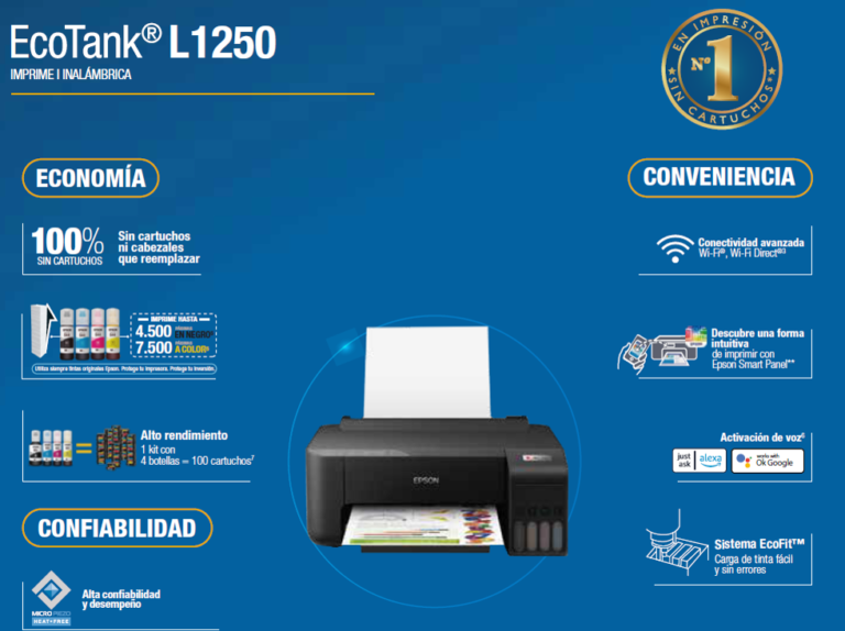 Impresora Epson Color Ecotank L1250 Tinta Ideal Para El Hogar Alca 6625